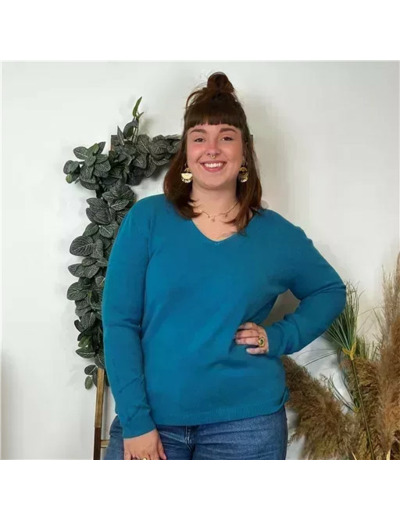 Y250- Pull Laine Cachemire "Tricotonic" (les T44&48) (bleu canard)