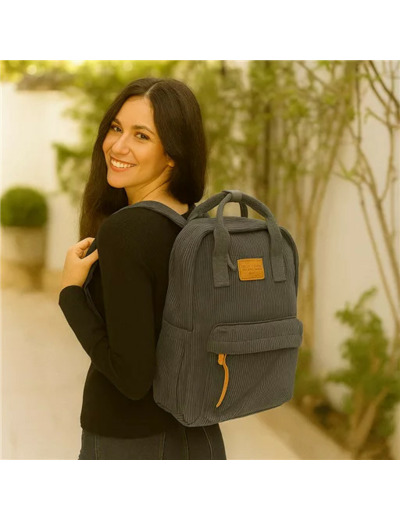 P399- Sac à dos "Velour" Flora & Co (gris)