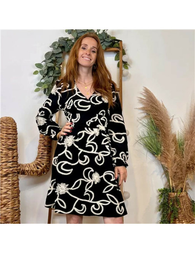 K096- Robe uni plumetis (T36-T38) (noir)