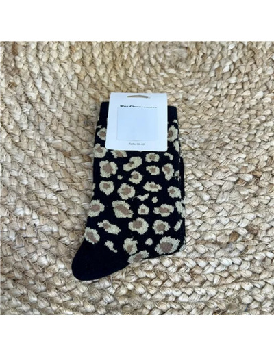 V308- Chaussettes "Léopard" (noir)