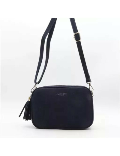 P397- Sac Zippé Pompon aspect Daim Flora & Co (marine)