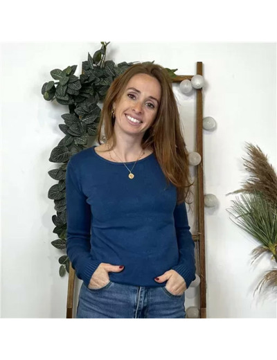 Y256- Pull Laine Cachemire "Tricotonic" (les T36&40) (bleu pétrole)