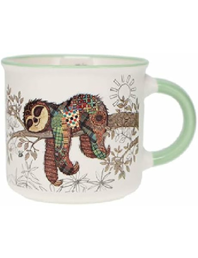 Kiub Mini mug timbale expresso avec des animaux - motif paresseux allongé sur sa branche - Hauteur 6,5CM - porcelaine fine