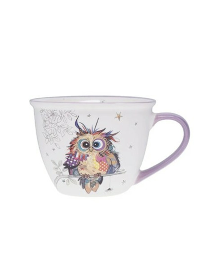 KIUB Bol timbale avec une anse - Motif jeune chouette des bois- matière porcelaine fine - contenance 550ML