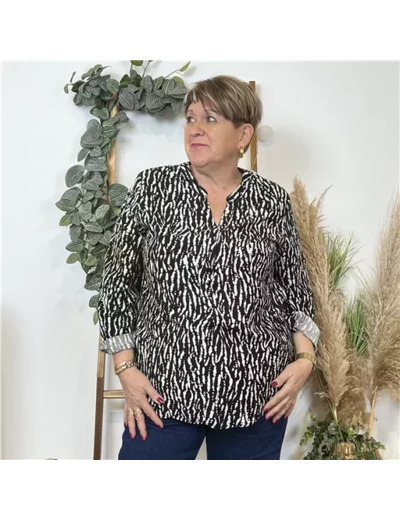 K822- Blouse Christy marbrée (T44-T52) (noir)