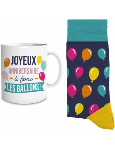 STC coffret mug et chaussettes "Joyeux anniversaire"
