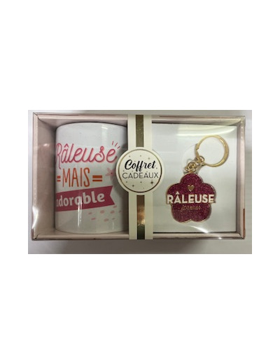 STC coffret mug et porte clés pailettes "Râleuse"