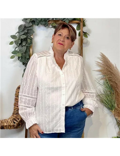 K100- Chemise Brodée By One (T40-T48) (blanc)