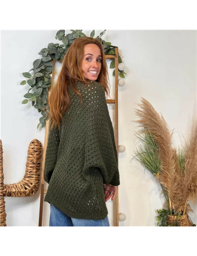 K106- Pull maille ajourée (Tu) 🇮🇹 (kaki)