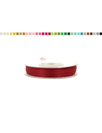 Ruban organza 3mm de large bobine de 50 metres de long bordeaux 270