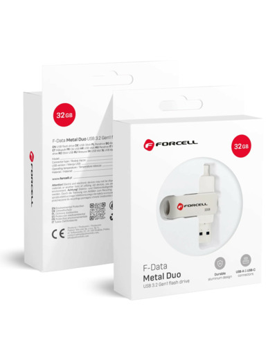 FORCELL F-DATA Clé USB double ports 32/64/128Go (USB, USB-C)