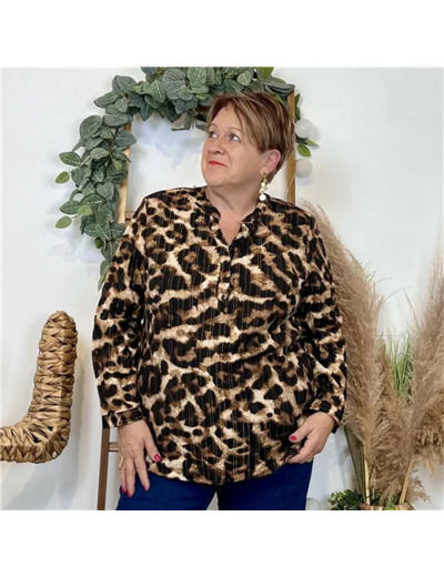 Z075- Blouse «Léopard" Christy  (T44-T52) (marron)