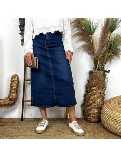 L739- Jupe non fendue jean (T36-T44) (denim)
