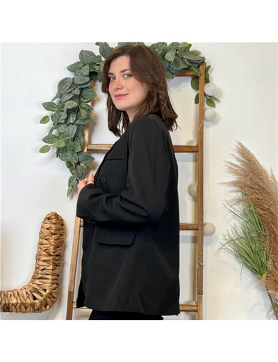 K034- Blazer versize, ample "So Sweet" (T36-T40) (noir)
