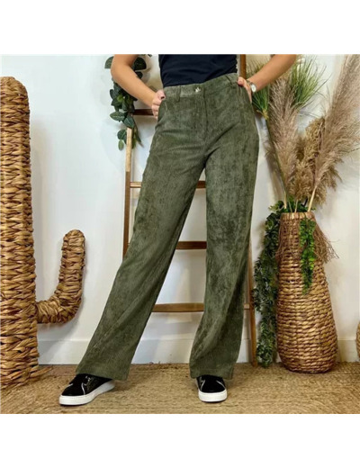 L811- Flare en velours (T36-T42) 🇮🇹 (kaki)