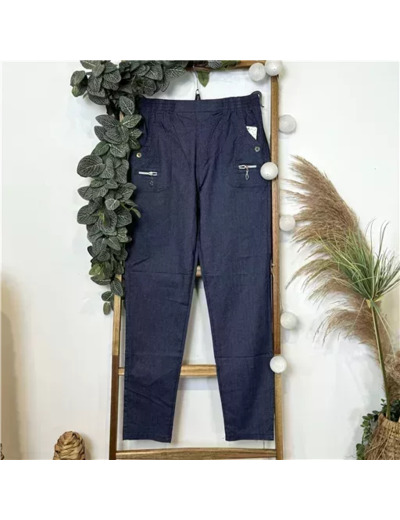 T580- Pantalon confort zips (T38-T52) (denim)
