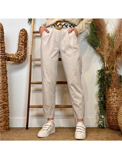 L750- Pantalon coupe fuseau (TU) 🇮🇹 (beige)