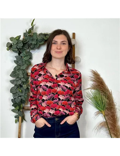 K741- Chemise Gingko (T36-T40) (framboise)