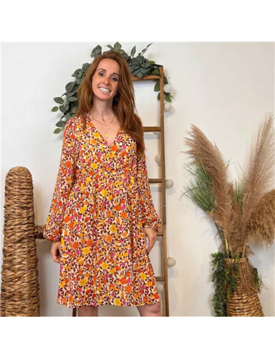 K071- Robe Cerise Blue (T36-T42) (moutarde)