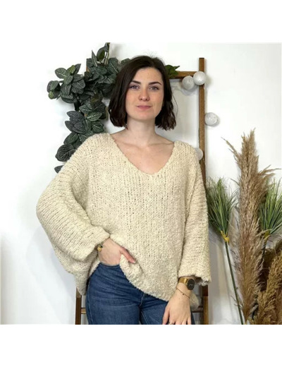 K064- Pull Oversize Maille Bouclette 🇮🇹 (ecru)
