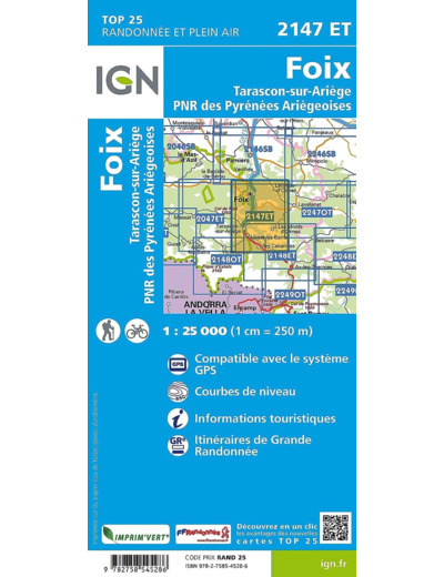 2147ET FOIX, TARASCON-SUR-ARIEGE, PNR DES PYRENEES ARIEGEOISES /RECTO