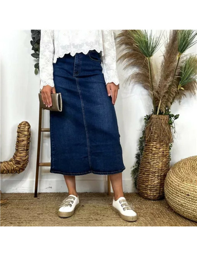 L739- Jupe non fendue jean (T36-T44) (denim)