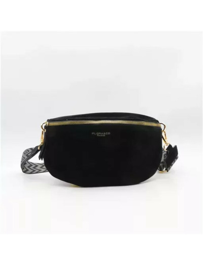 P392- Banane aspect Daim Flora & Co, sangle fantaisie (noir)