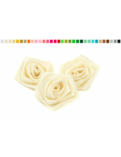 Sachet de 3 roses satin de 6 cm de diametre ivoire 810