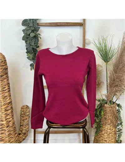 Y256- Tricotonic Col rond les T38 & 42 (framboise)