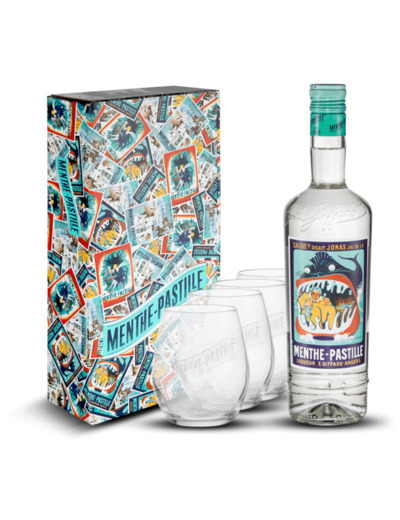 Coffret Menthe pastille collector 70cl + 4 verres