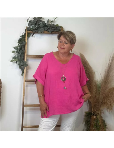 K753- Tunique 100% coton (GT) 🇮🇹 (fuchsia)