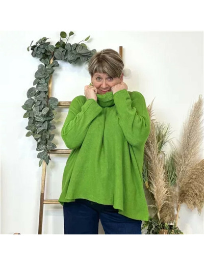 Z167- Pull Col roulé uni (Gt) (vert pomme)