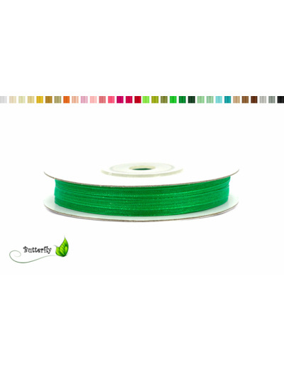 Ruban organza 3mm de large bobine de 50 metres de long vert fonce