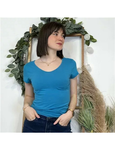 K319- T-Shirt Coline (T36-T44) (bleu turquoise)