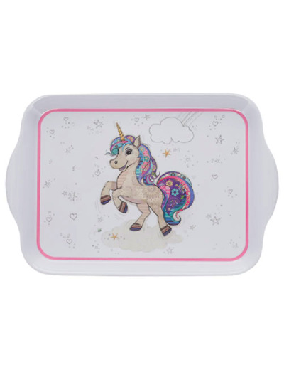 Mini plateau avec des animaux - motif Licorne  - mélamine de qualité - taille mini 14*21 CM Les mini plateaux existent avec de nombreux autres motifs