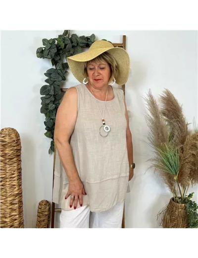 k185- Debardeur coton (Gt) (beige)
