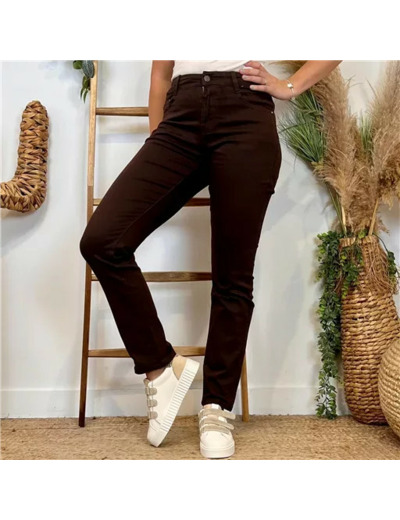 N015- Jean coupe Slim Voggo (T36-T44) (marron)