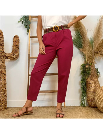 L750- Pantalon coupe fuseau (TU) 🇮🇹 (framboise)