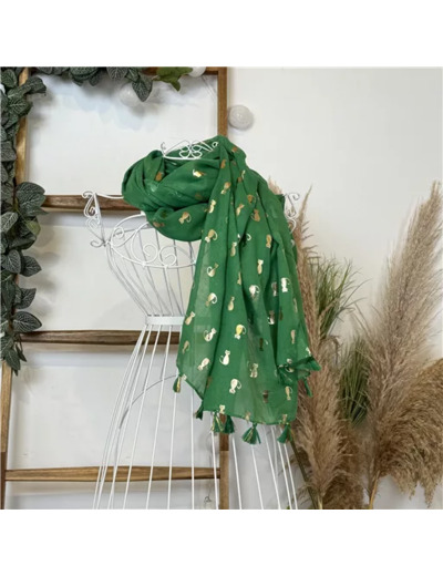 Y515- Foulard "Chats dorés" (vert brésil)