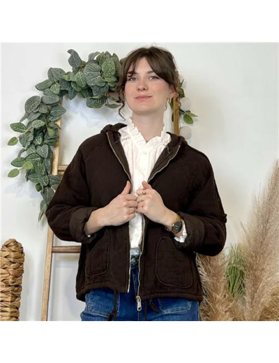 K028- Veste Matelassée Coton (Tu) 🇮🇹 (marron)