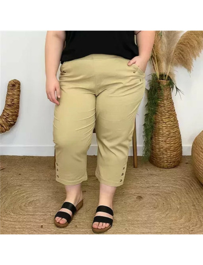 T581- Pantacourt stretch uni JST (T38-T52) (beige)