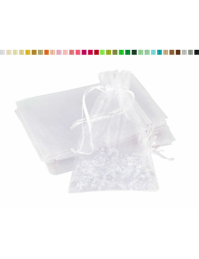 Lot de 10 sacs en organza a nouer 7x9 cm pour bijoux blanc