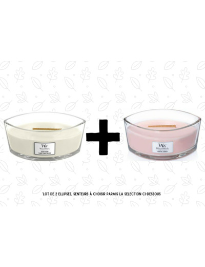 Offre exceptionnelle : Lot de 2 bougies (Ellipse) au choix parmi ces senteurs - Nous préciser les senteurs en commentaire