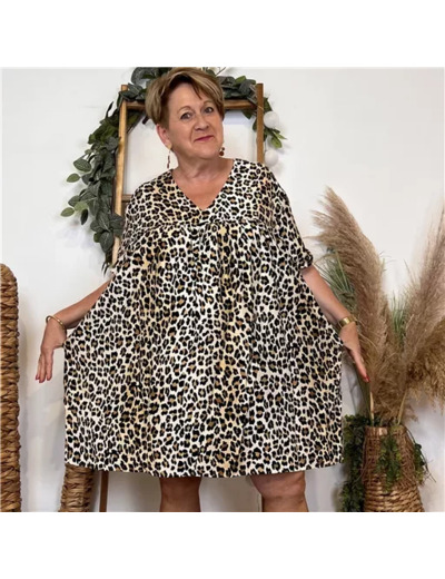 K191- Robe-Short Imprimée (T40-T48) (noir)