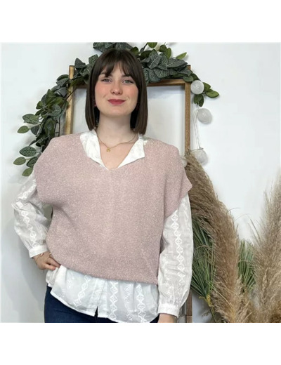 K506- Pull débardeur Lurex (Tu) (rose pâle)