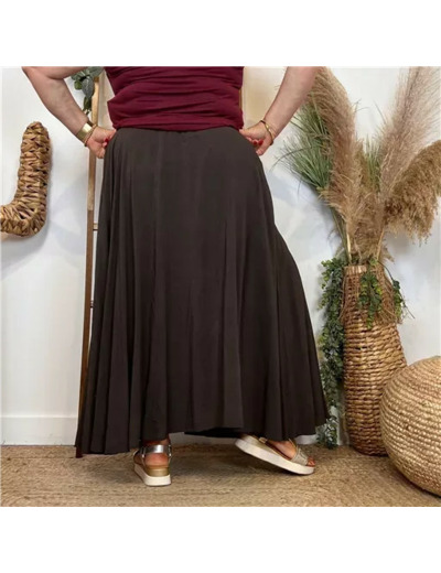 Z978- Jupe Fluide élastiquée 🇮🇹 (marron)