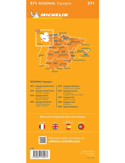 CARTE REGIONALE ESPAGNE NORD-OUEST, GALICIA