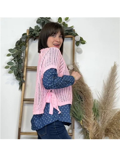 K478- Pull Grosse Maille (Tu) 🇮🇹 (rose bébé)