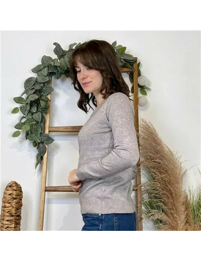 Y374- Pull Épais sans laine «Voggo» (T36-T48) (gris)