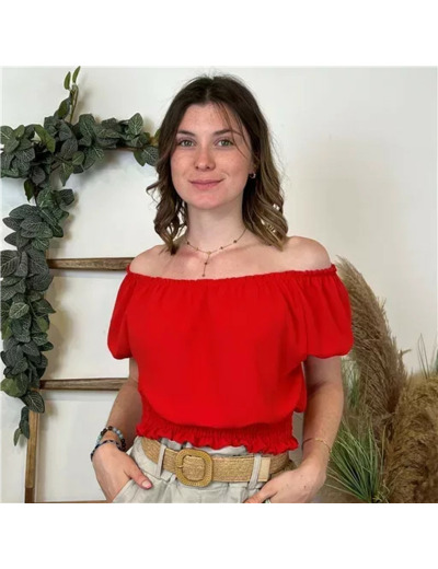 L170- Croptop uni (Tu) (rouge)